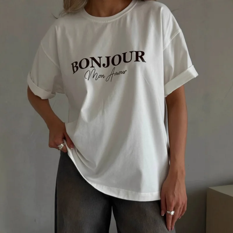

Loose round Neck Short SleeveTWomen's Summer Casual Letter Print Versatile Lazy ShirtTT-shirt