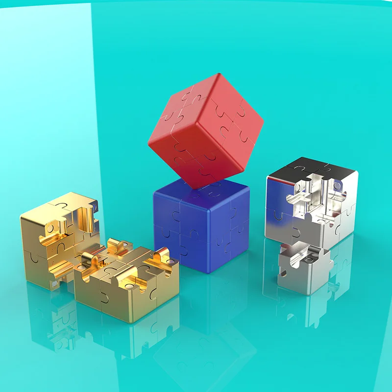 Cubo mágico magnético, bloques de construcción de aleación de aluminio, cubos infinitos, Fidget Spinner, juguetes sensoriales, juguetes para aliviar el estrés EDC