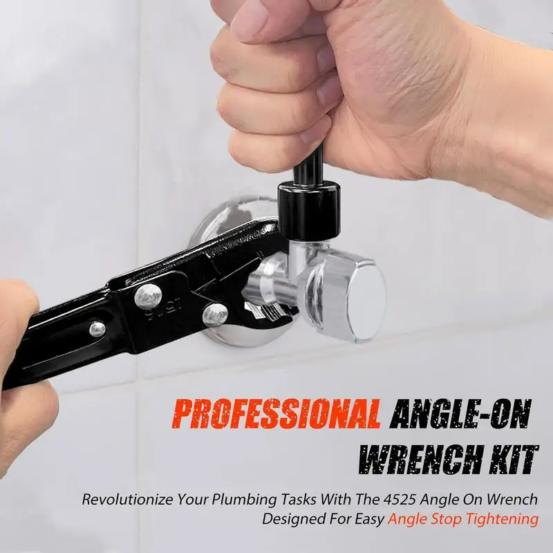 

Angle Stop Wrench Kit Steel Angle Stop Removal Tools Angle-On Wrench Kit Ergonomic Plumber Tools Wrench Plumbing Compression