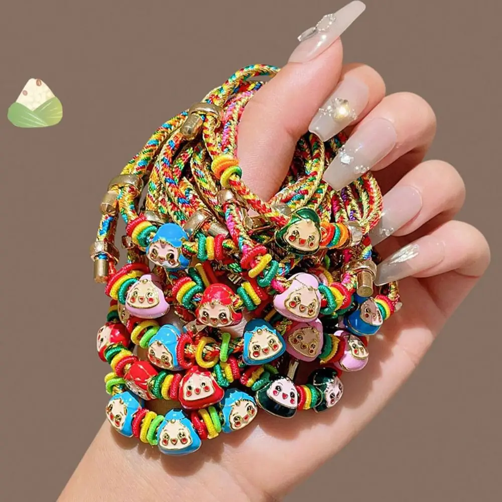 Adjustable Colorful Rope Bracelet Chinese Style Exquisite Zongzi Charm Bracelet Alloy Cute Wrist Bracelet Children