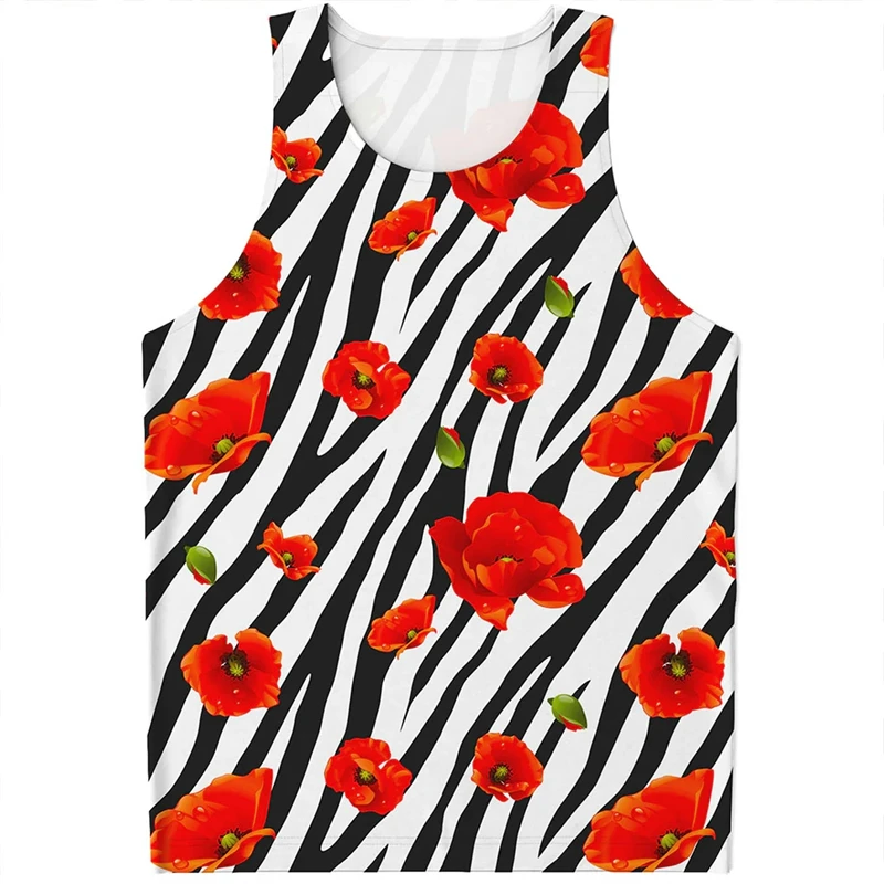 Summer Men Clothing Gym Tank Top Zebra Stripe Pattern 3D Print Harajuku Sleeveless T Shirt Daily Fitness Vest Oversized Singlets