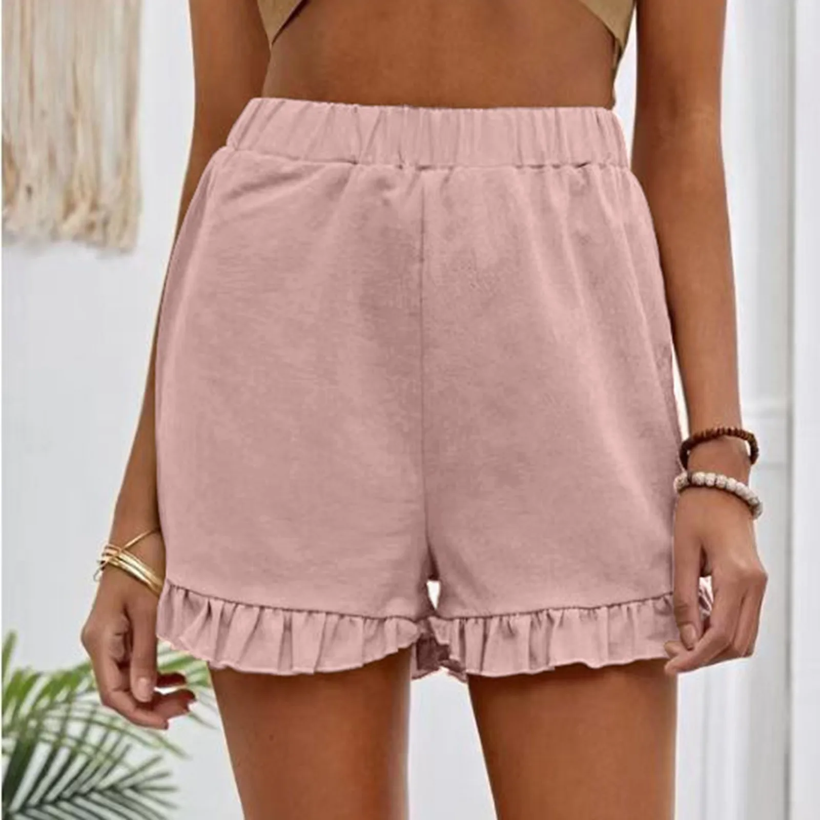 

Women High Waist Oversize Shorts Summer Cotton Linen Shorts Sports Shorts Summer Fashion Casual Female Simple Home Short Pants