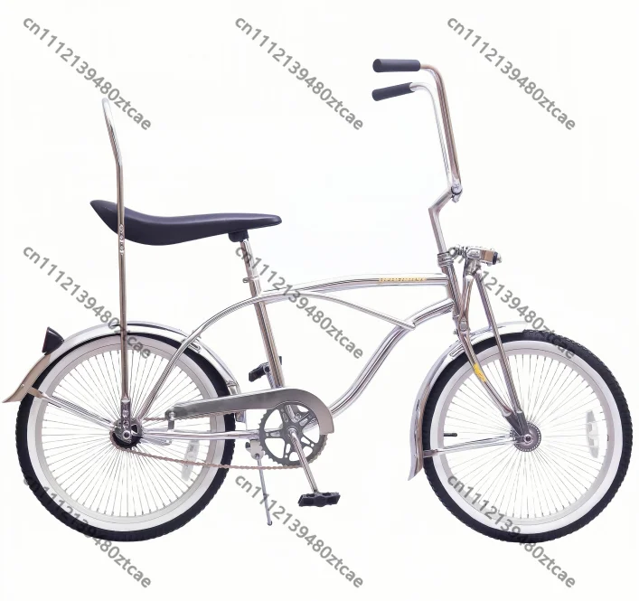 

20 Inch Silver Retro Lowrider Bike Fashion Stylish Cruiser Bicycle Outdoor Leisure Riding Cycle