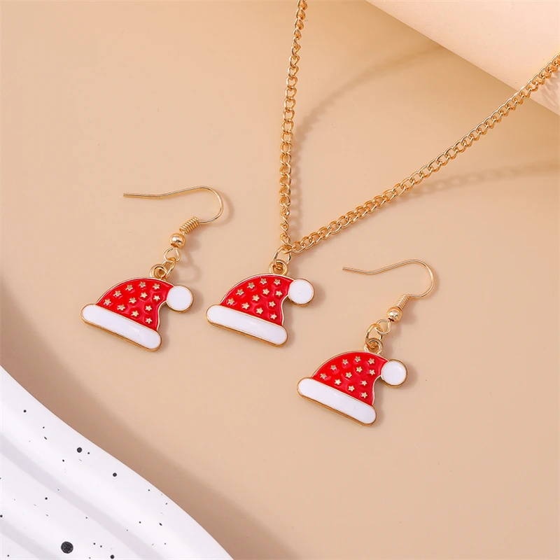 Mode Frohe Weihnachten Baum Schneemann Hirsch Baum Halskette Ohrringe Schmuck-Set für Frauen Mädchen Neujahr Festival Schmuck Geschenke – Detail 26