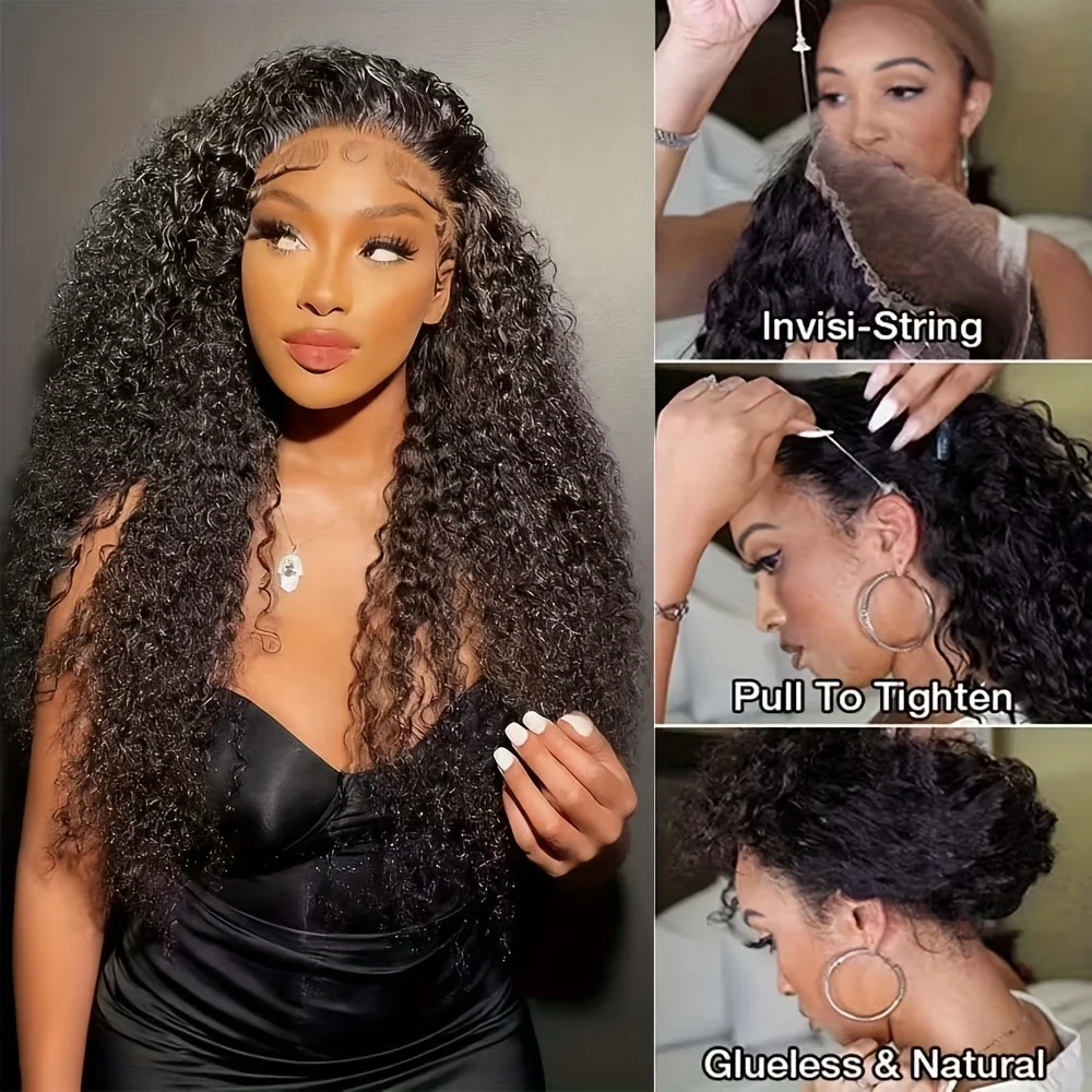 360 الدانتيل شعر مستعار أمامي موجة عميقة شعر الإنسان حزام غير مرئي 300% الكثافة قبل قطعها شعري مجعد موجة عميقة كامل الدانتيل الباروكات الأمامية