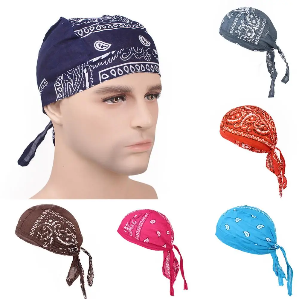 Cotone Durags bandane turbante cappello pirati ciclismo berretto fascia parrucche Durag casco fodera Sport fascia sciarpa capelli sciarpa Skullies