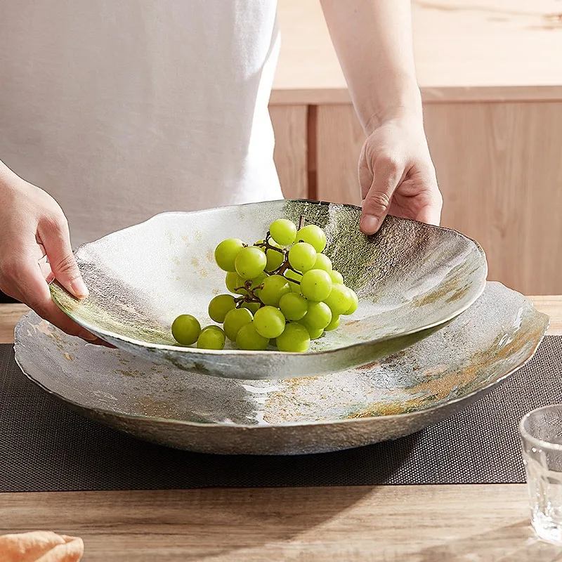 

Fruit plate Living room Home hotel Cold food plate Modern simple glass large fruit basin ins wind