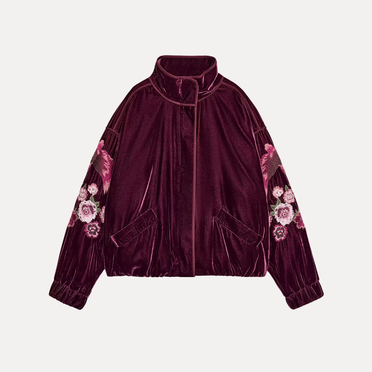 Ele Geborduurde Gewatteerde Jaet Dames Faion 2025 Nieuwe Collectie Veelzijdige Pendelen Sle Lange Sve Ritssluiting Jas