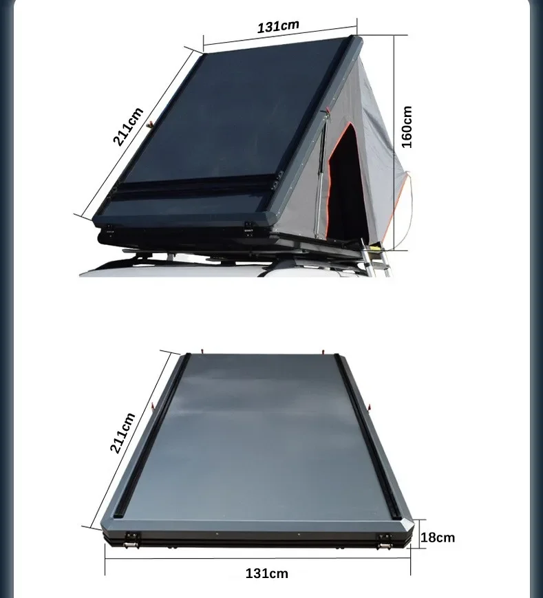 New Style Aluminum Hard Shell Triangle Clamshell Rooftop Tent Factory Supply for Car Rooftop Camping