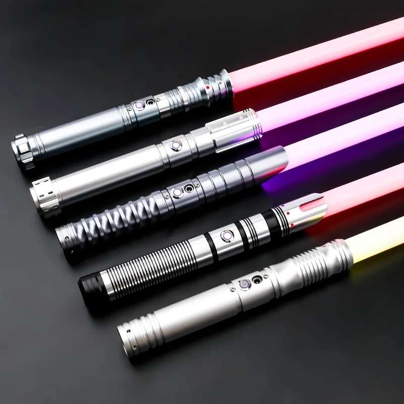 Metal Lightsaber Smooth Swing Heavy Dueling RGB Hilt FOC Blaster Toys Jedi Laser Sword Cosplay Toys For Kids