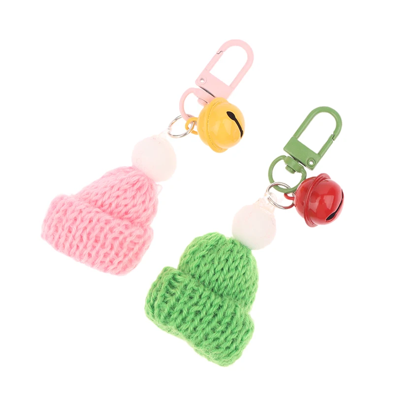 〔CC88〕Santa's Hat Cute Mini Knitted Christmas Hat Keychain Bell Charm Cartoon Pendant Girly Heart Bag Decor Hanging Accessories