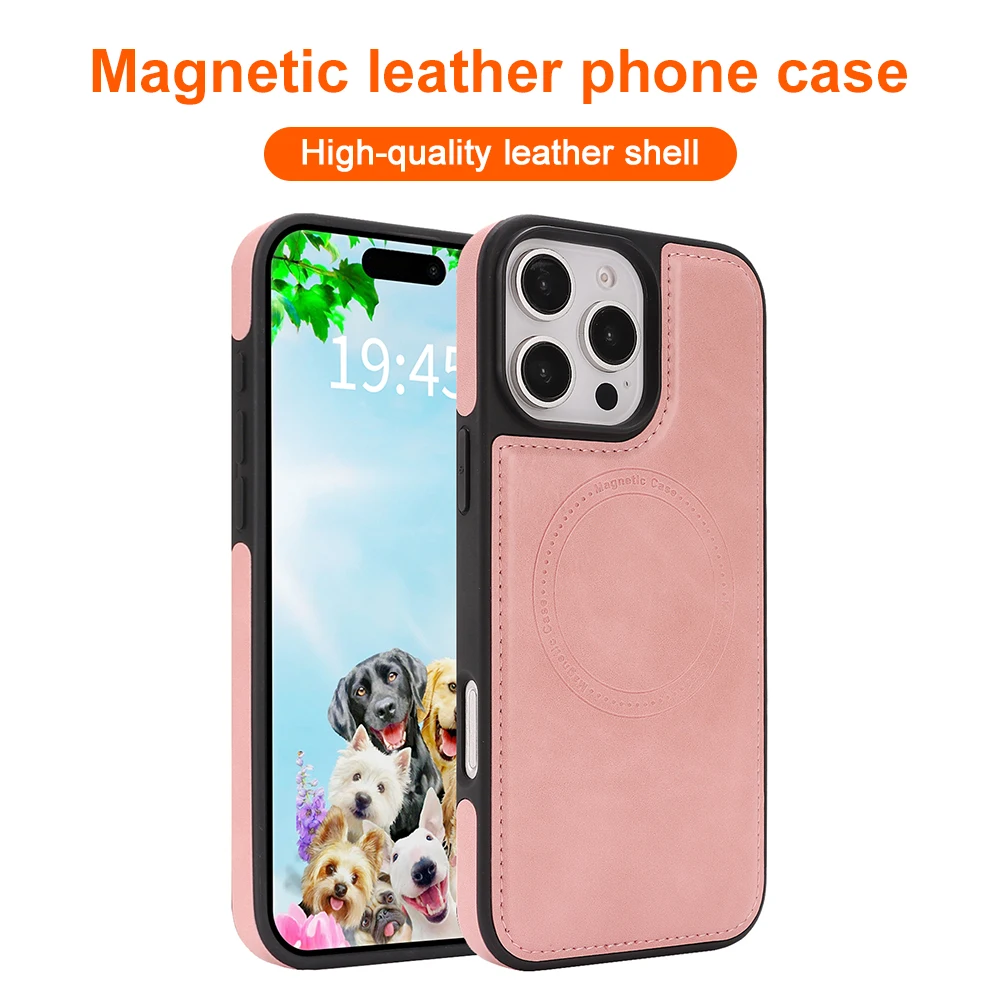 

For Magsafe Leather Case For iPhone 17 16 15 13 12 14 Pro Max 17 Air Shockproof Matte Magnetic Wireless Charging Cover Bumper