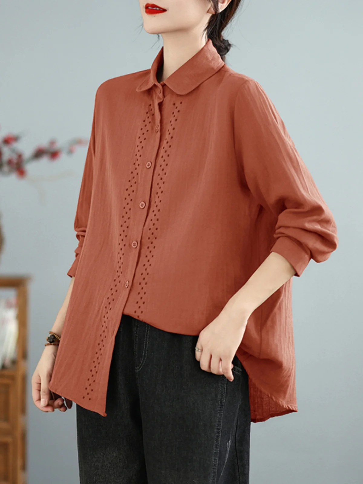 

Ретро-куртка с вышивкой, двухслойная, из хлопка, женская, свободного кроя, повседневная, модная, многослойная, для работы, в корейском стиле