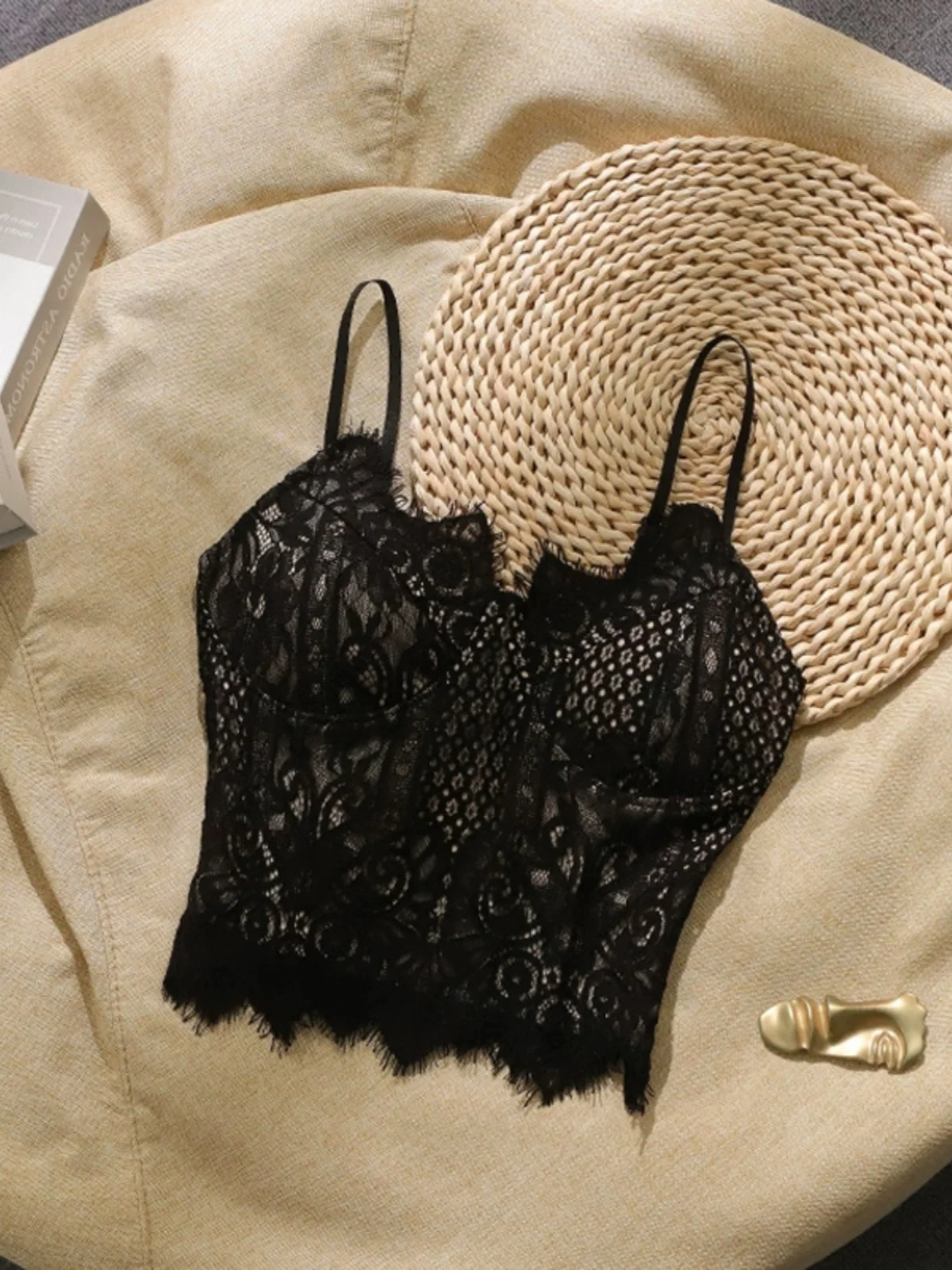 

Lace Trim Csole Tank Top Women's Inner Wear Summer ort Sle Beautiful Ba Piece a Commute Sle Pure Color