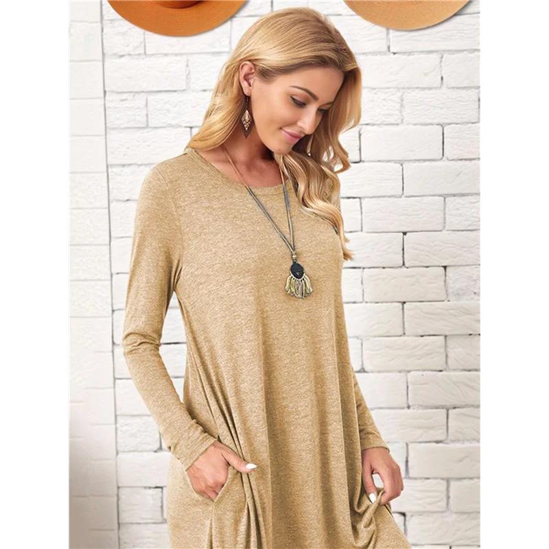 FBIL- بيجامة نسائية طويلة الأكمام ورقبة دائرية مع جيوب #4