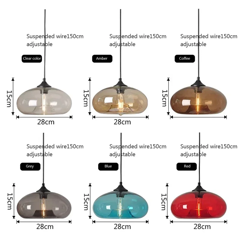 LED 모던 유리 다채로운 펜던트 조명, 레스토랑 바 숍 빈티지 실내 펜던트 램프 장식 조명, LED 걸이식 램프