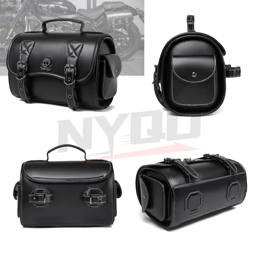 

Motorcycle Rear Seat Bag Moto Hanging Bag Retro Universal High-capacity Rear Shelf Saddle Bag Motorcycle with Straps Knight Bags