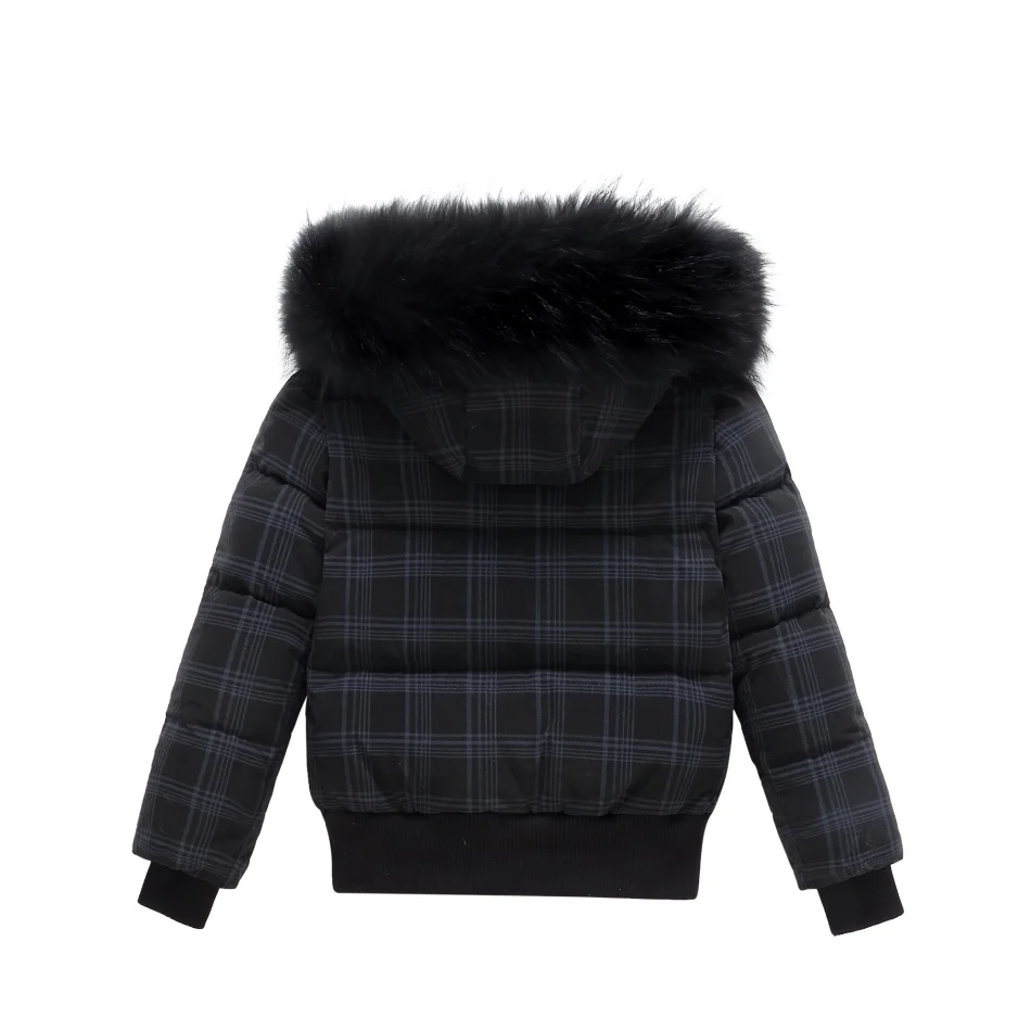 Black Plaid Down Coat
