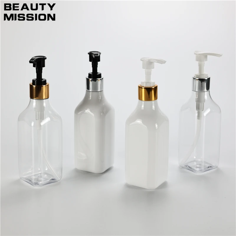 Clear 250ML X 25 Lotion Bottle Soap Shampoo Dispenser Square Bottle For Bathroom Gold Silver Lotion Pump Sub-bottling Container