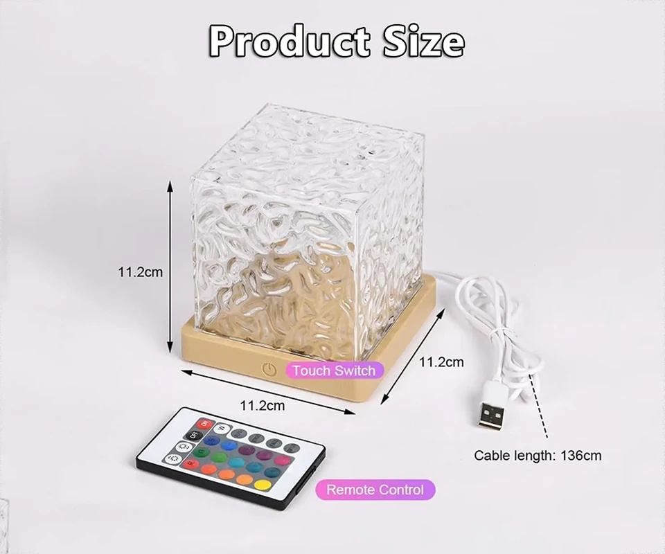 Projector Night Light Galaxy Ocean Wave Usb RGB Led Lights 3D Crystal Night Lights For Bedroom Desk Dynamic Rotating Light