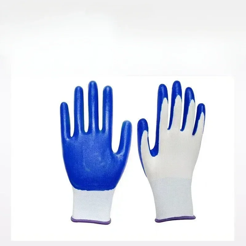 12 Çift 33g kaymaz Aşınmaya dayanıklı Çalışma Ev Eldivenleri Kauçuk Cilt Kalınlaşmış Lateks Eldiven İşçi Koruması