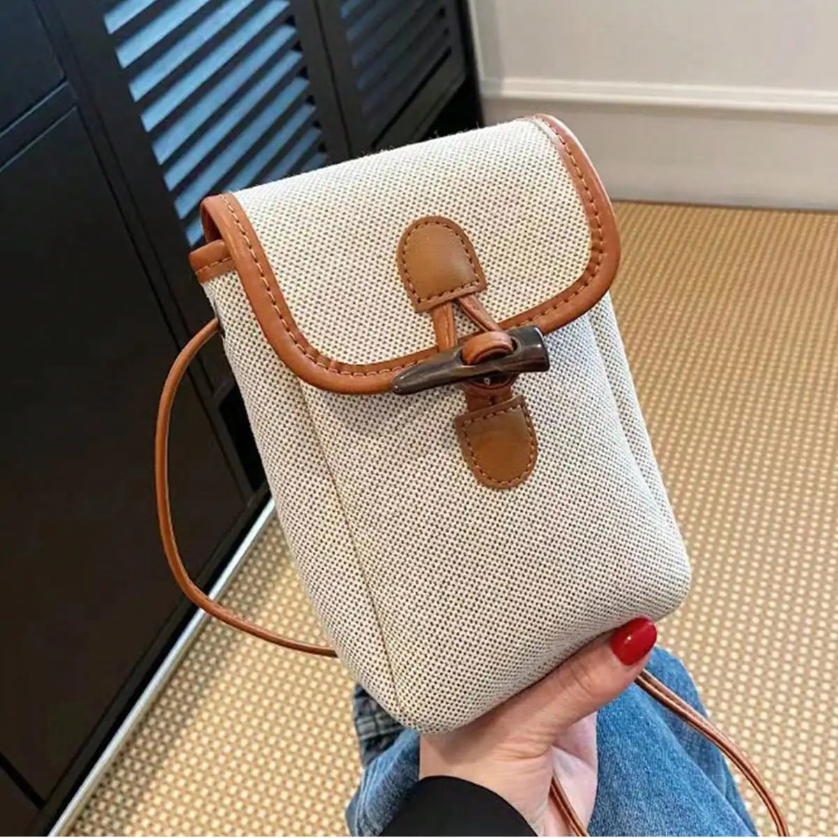 MOBILE Bag Women's Bag 2023 Summer New Korean Fashion Girl Crossbody Shoulder Bag Versatile Portable Canvas Mobile Bag