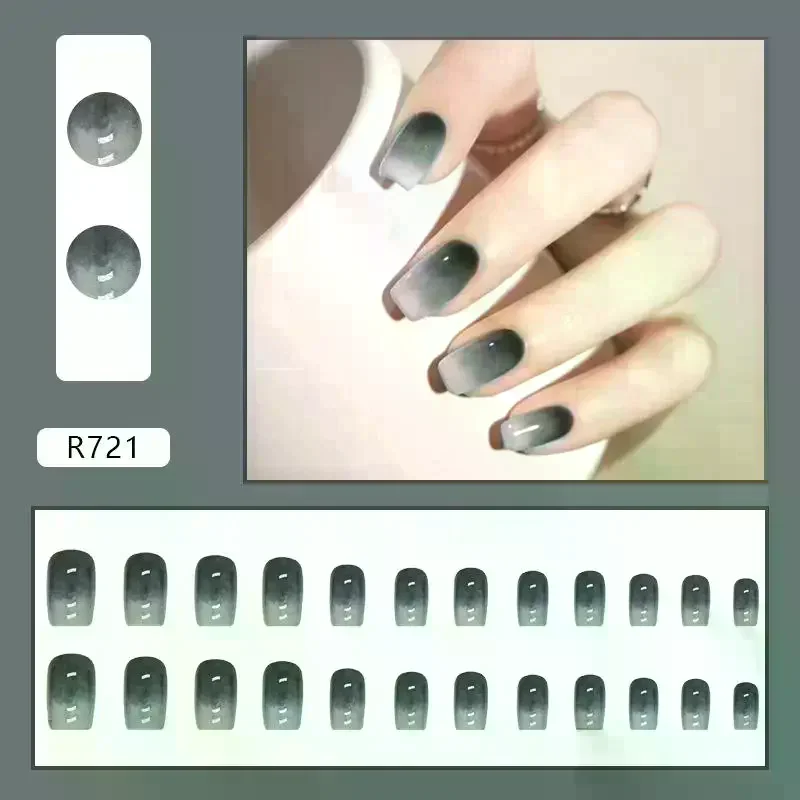 24 قطعة الأظافر كاذبة العصرية التصحيح التدرج اللون مع بريق الترتر تصميم الأظافر وهمية انفصال غطاء كامل أظافر وهمية نصائح