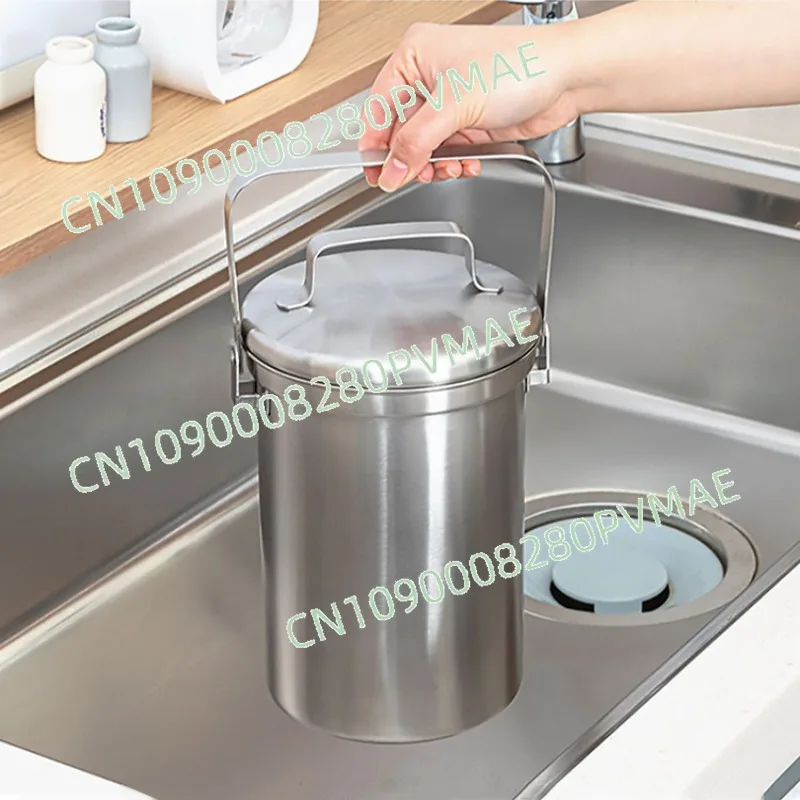 سلة مهملات الطعام من الفولاذ المقاوم للصدأ سعة 3 لتر 304 - دلو نفايات المطبخ بغطاء صغير للاستخدام المنزلي