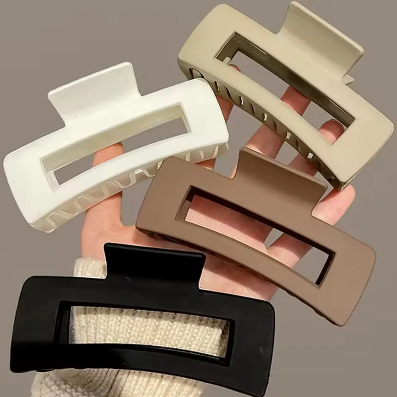 

Набор из 4 женских заколок-крабиков: простые однотонные большие заколки-крабики, квадратные и прямоугольные заколки для волос, модные аксессуары для волос