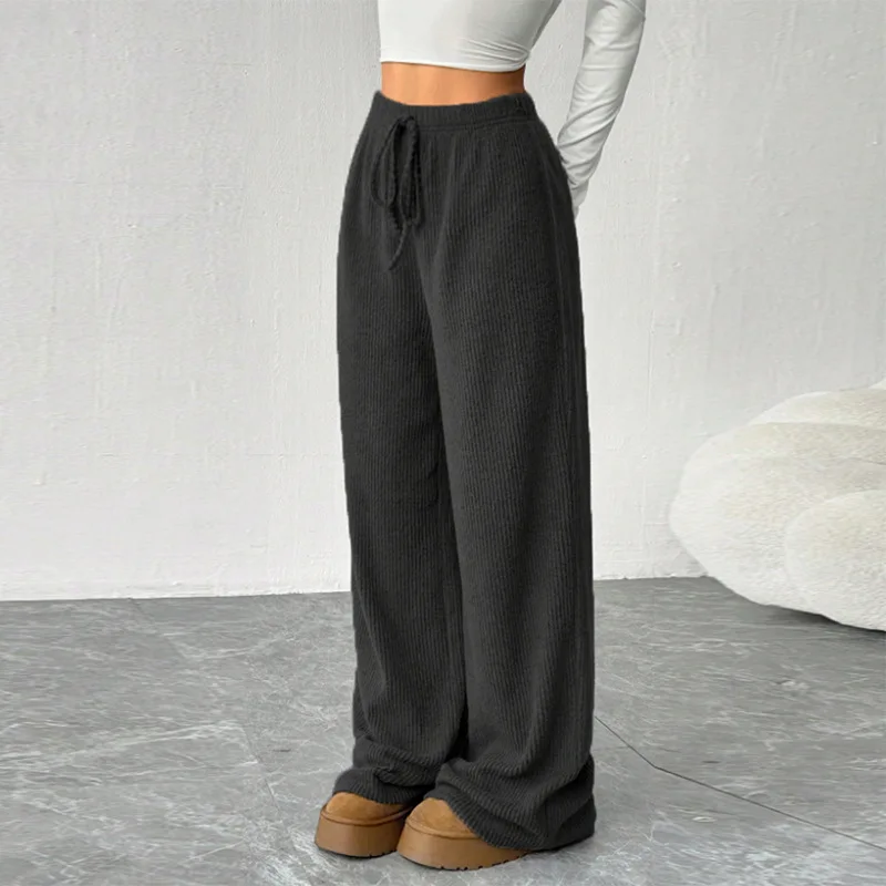 Rui Chuo 2026 New Casual Women's Long Pants Loose Waist Drawstring Straight Wide-leg Pants Wedding Dress Lace Y2k、 Clothes Party