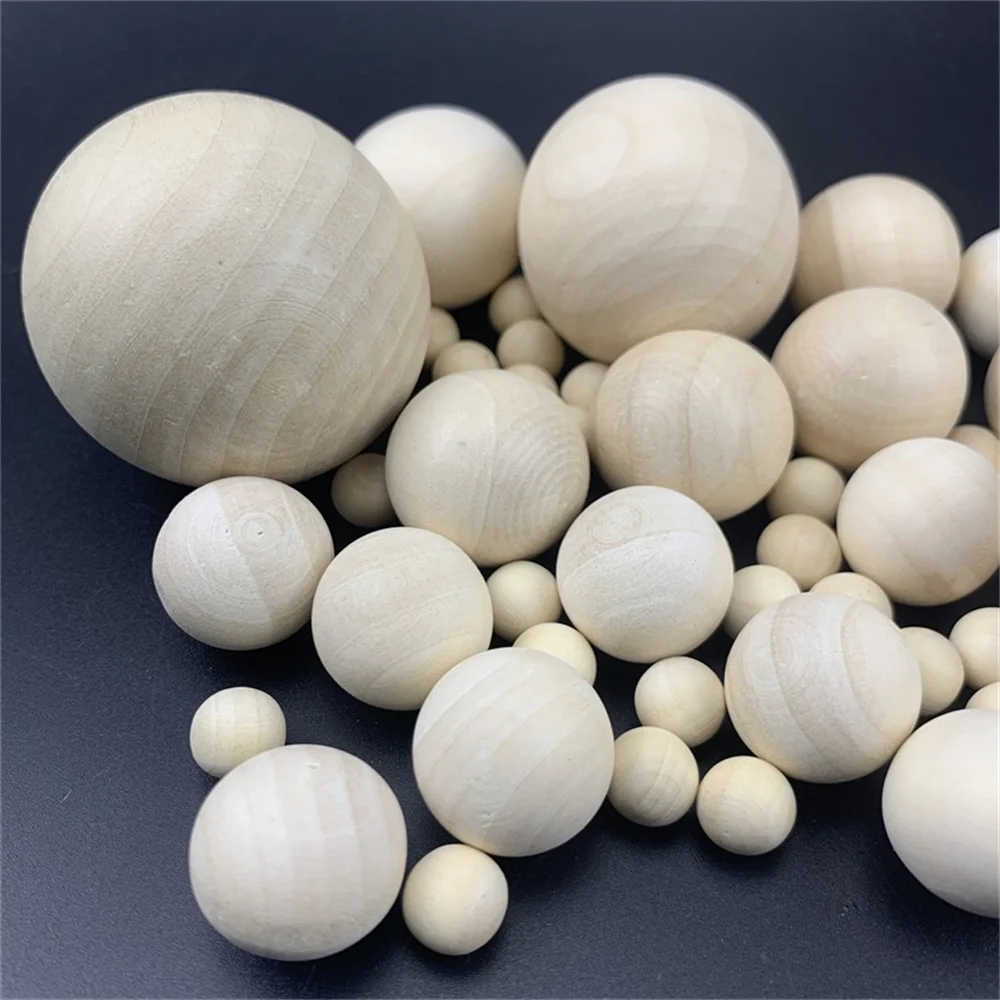 100PCS Natural Wood Beads Unfinished Split Full Round Ball 40mm 45mm 50mm Craft DIY Paint Kid Arts Game Gifts