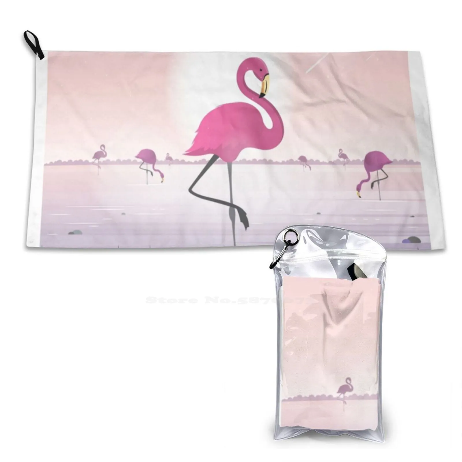 Pink Flamingo Landscape Soft Microfiber Fabric Face Towel Chess Games Horse Ocean Lighthouse Flower Bouquet Abstract Modern Pop