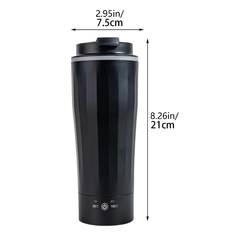  500ml Car Electric Heating Mug Kettle 12V/24V Stainless Steel Auto Shut Off Cup