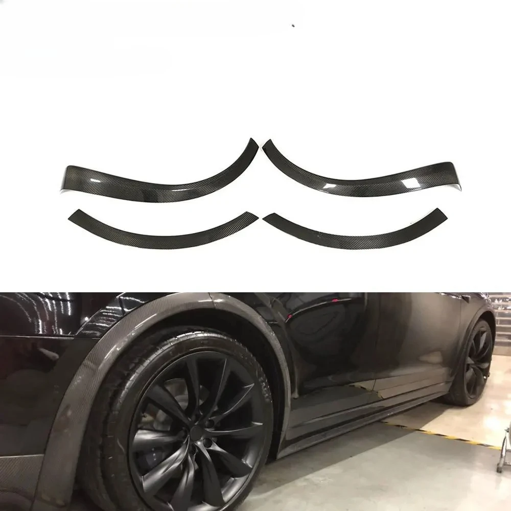 Carbon Fiber Car Wheel Eyebrow Arch Trim Lips Fender Flares Protector for Tesla Model X 2016-2019