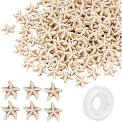 144~160Pcs Starfish Turquoise Beads Ocean Starfish Charms Carved Spacer Beads with 11 Yard Elastic Thread for DIY Jewerly