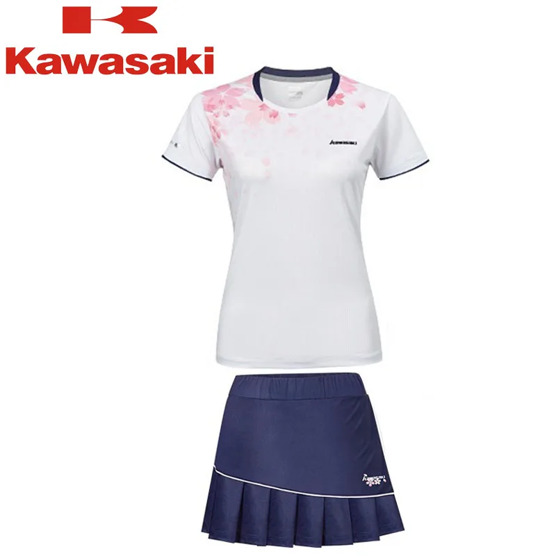 Kawasaki Badminton Clothing Women's Quick-drying T-shirt Breathable Sportswear Tennis Skirt Competition Training Team Uniform