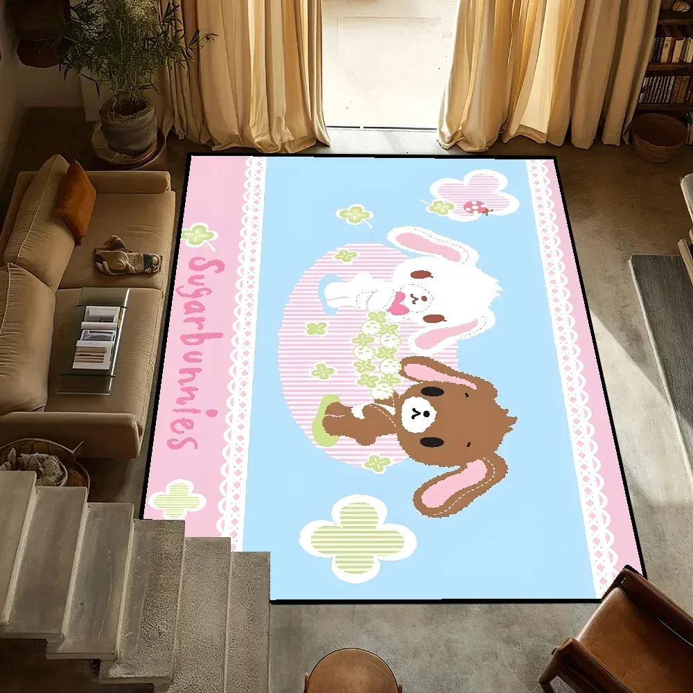

Ковер с милыми сахарными кроликами из мультфильма, прикроватный ковер для кухни, ванной, гостиной, дома, спальни, напольный коврик, большой ковер, украшение