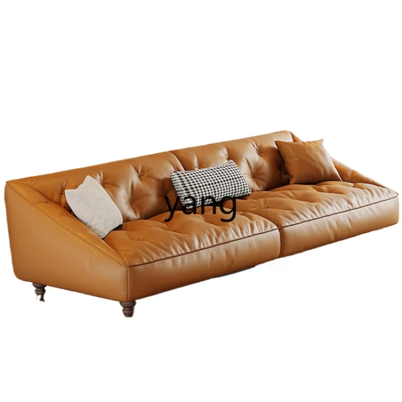 

CX Disposable Faux Leather Fabric Sofa Living Room Retro Three Four People Straight Row