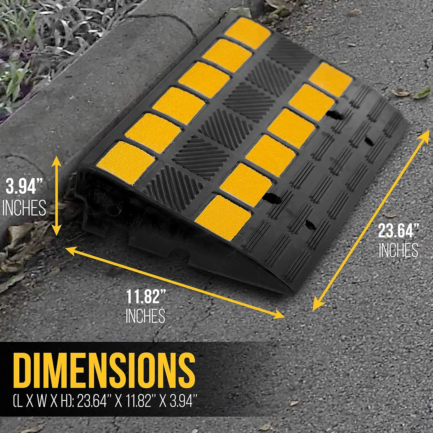 Car Vehicle Curbside Driveway Ramp - 2PC Heavy Duty Rubber Threshold Bridge Track Curb Ramp, For Loading Dock