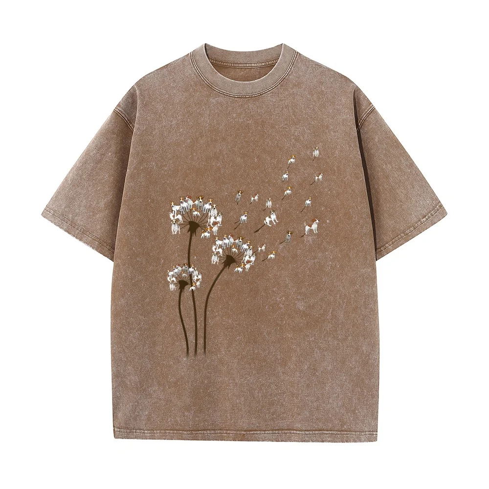 Jack Russell Terrier Dandelion Flower Funny Dog Lovers Tee T-Shirt Camiseta Hombre Одежда Korean Reviews Many Men's Clothes