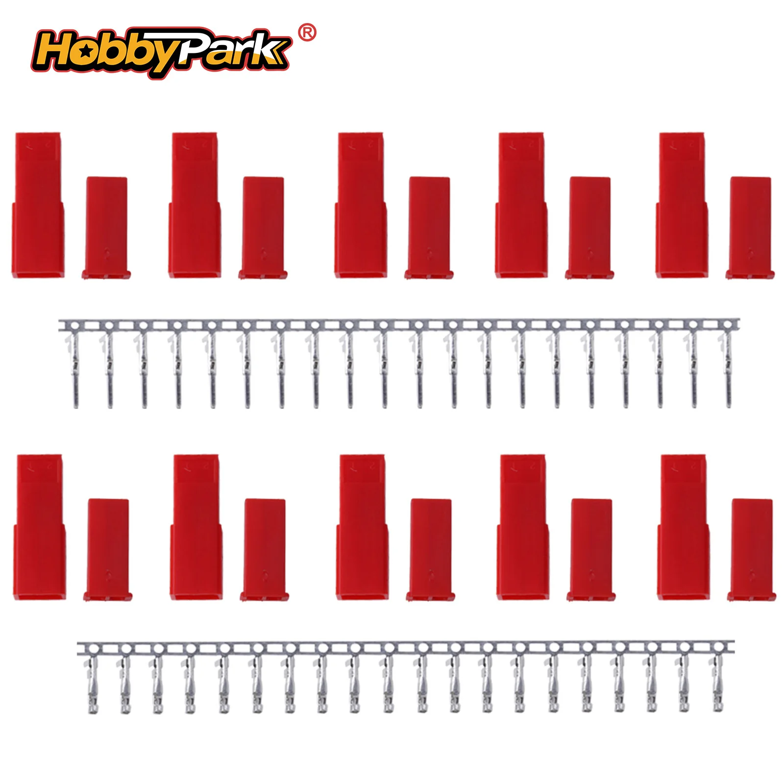 HobbyPark RC JST Connector Plugs Male & Female for RC Battery Motor Parts (Unassembled) 10 Pairs