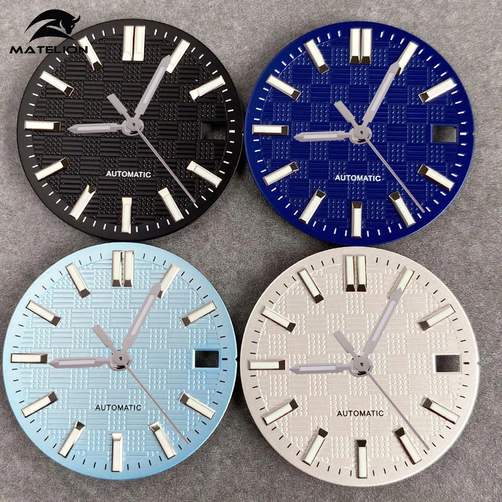 

Черно-белый, небесно-голубой модифицированный циферблат для часов, светящийся, 28,5 мм, для серии Ingenieur, циферблат и стрелки, NH35 NH36, аксессуары и запчасти для мужских дайверских часов