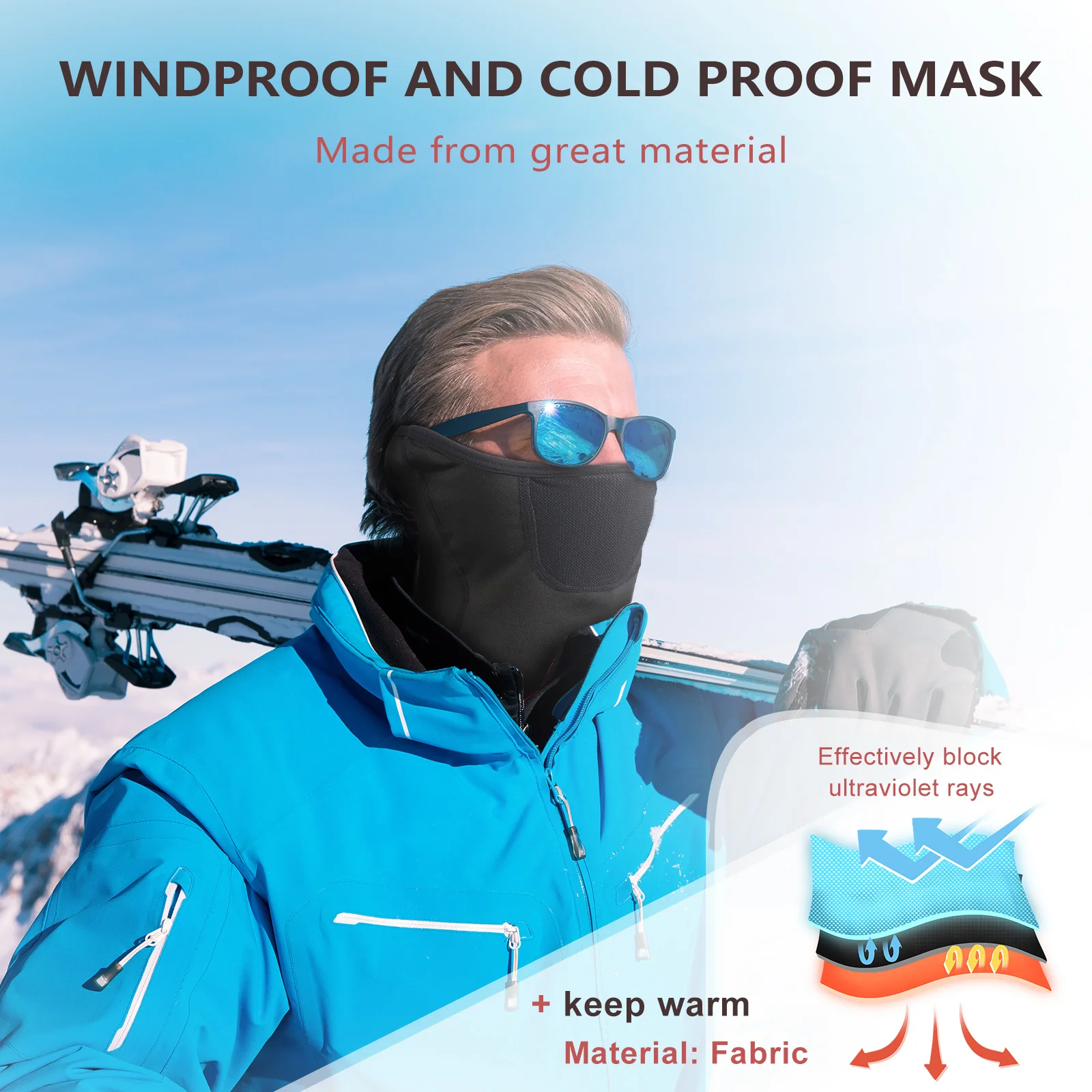 أسود شتاء دافئ غطاء للأذن في الهواء الطلق يندبروف وشاح للرقبة قناع الوجه ركوب الدراجات أغطية الرأس ركوب قناع الوجه حامي #2