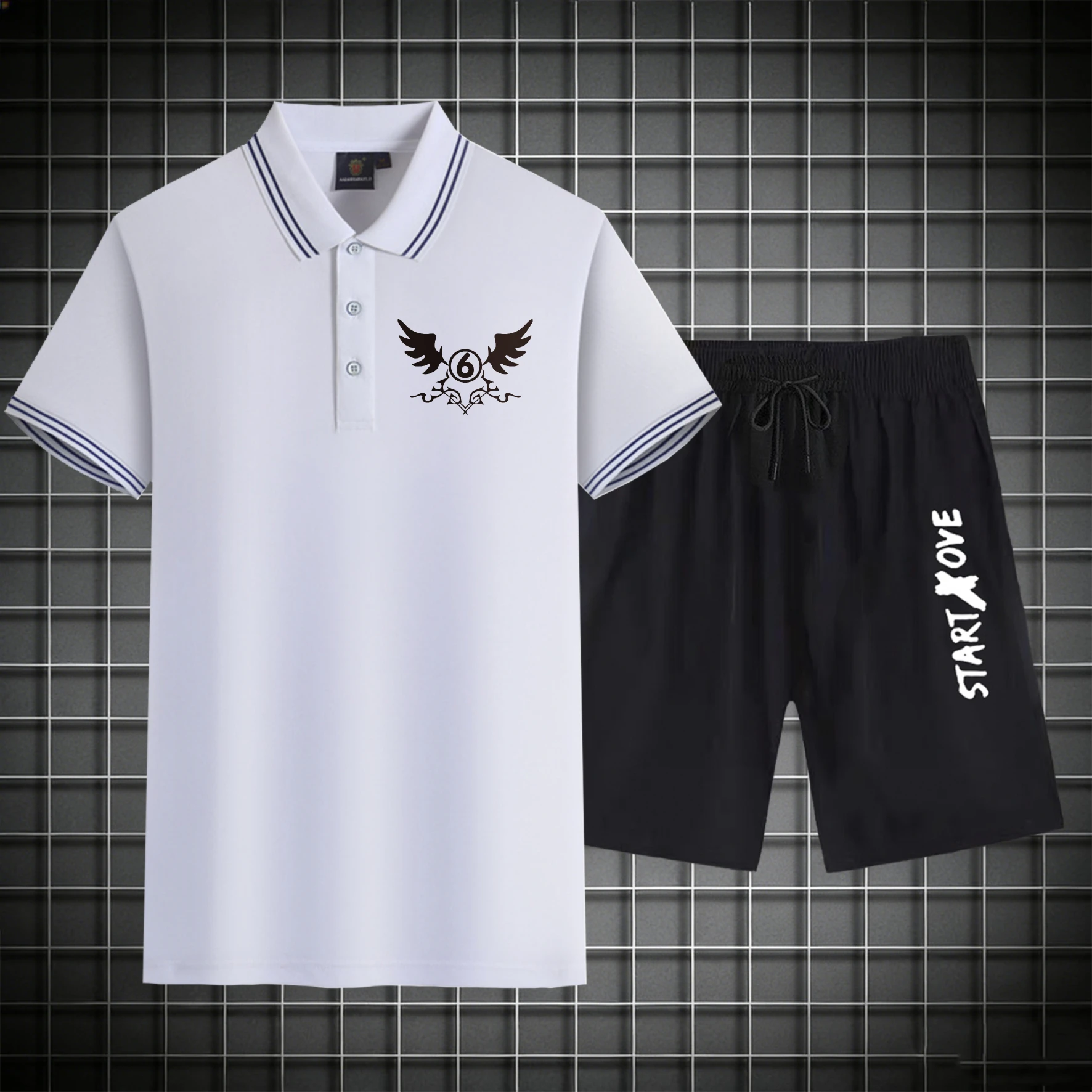 

men's Polos sets 2026 Summer Short sleeve men's suits Y2k tracksuits sets for men Printed clothing set Graphic Polyester