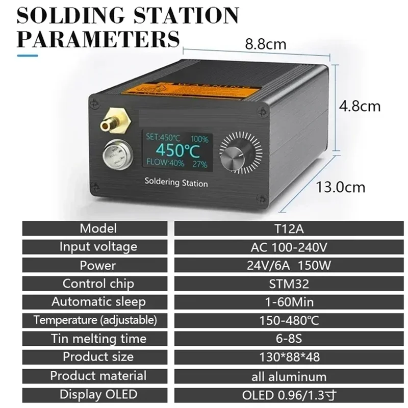 AT19-STM32 Integrated T12A Soldering Desoldering Gun Hot Air Rework Station Intelligent Soldering Pen