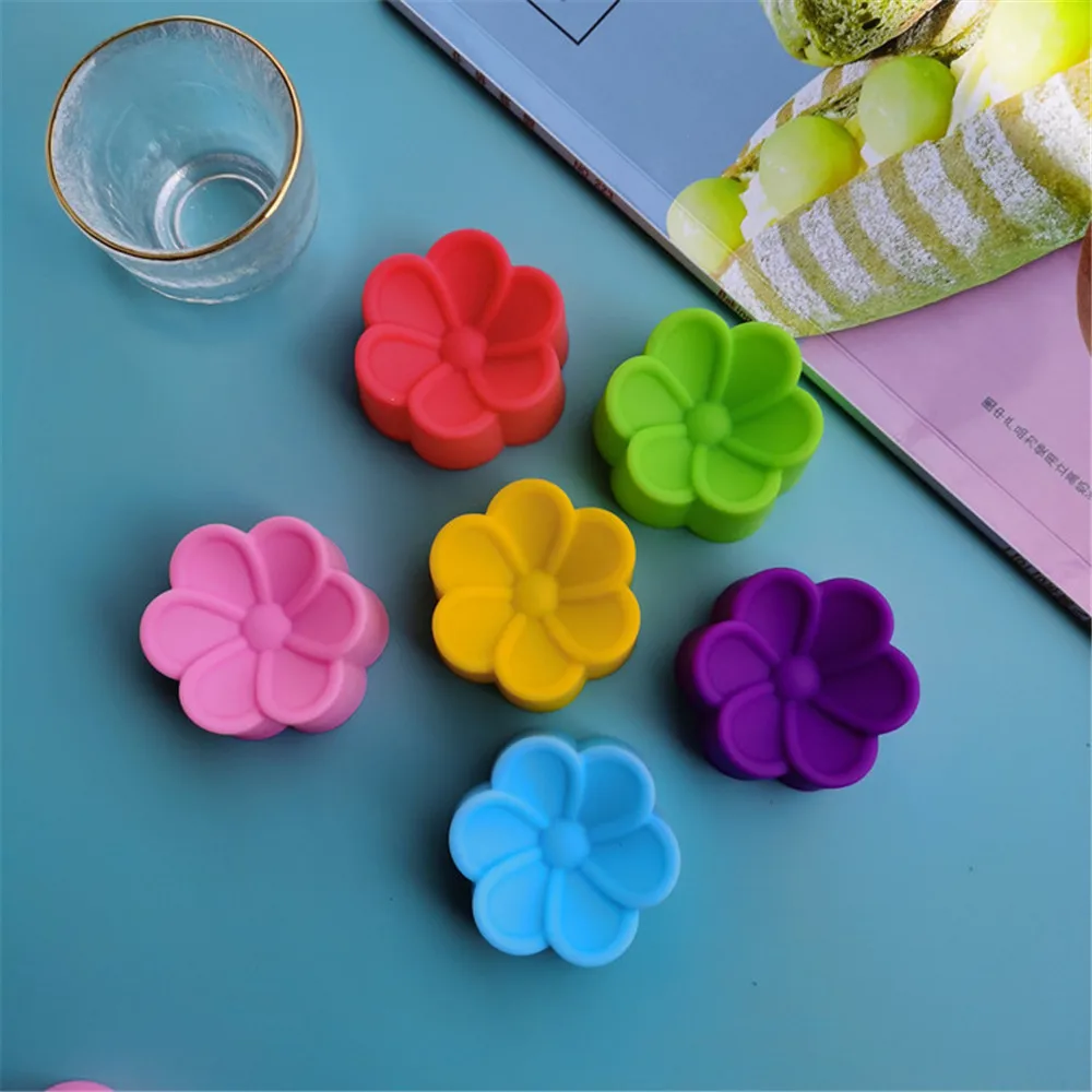 1 pz 5CM colore rosa fiore stampo per Cupcake luna torta Muffin budino antiaderente resistente al calore creativo stampi da forno in Silicone