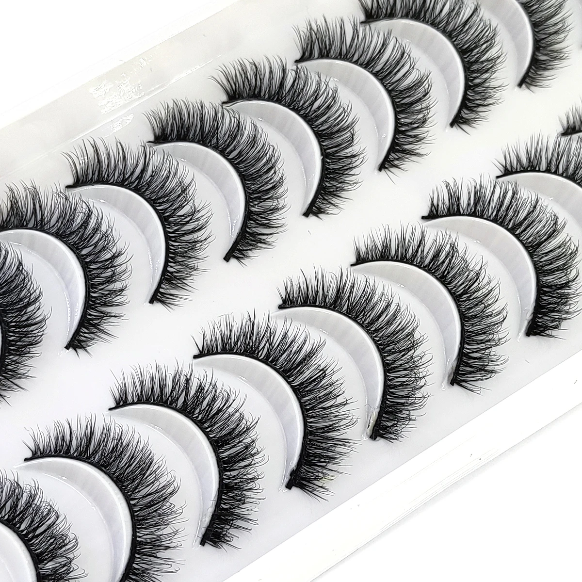 HBZGTLAD 10 ペアのナチュラルフェイクまつげ 3D 人工ミンクまつげソフトまつげエクステンションフェイクまつげロングミンクアイラ