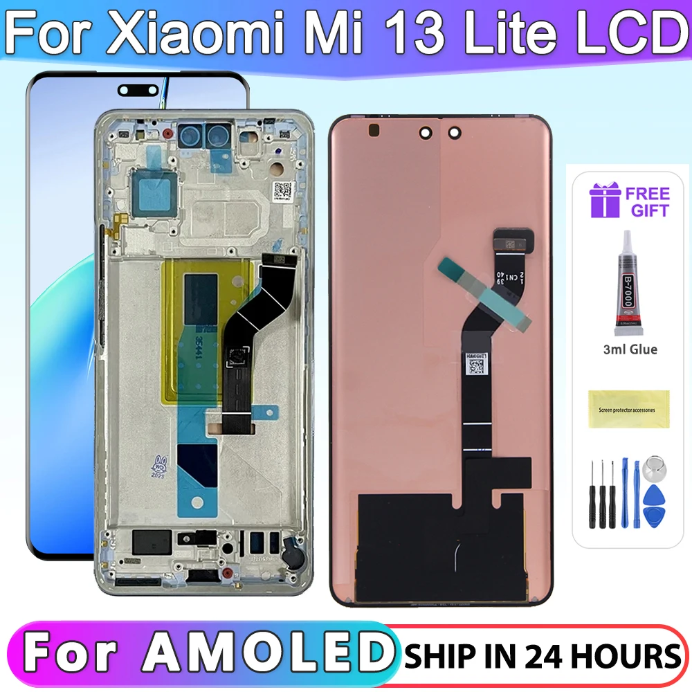 

6,55-дюймовый AMOLED для Xiaomi 13 Lite, ЖК-дисплей, преобразователь сенсорного экрана в сборе для Mi 13 Lite, запасные части для дисплея