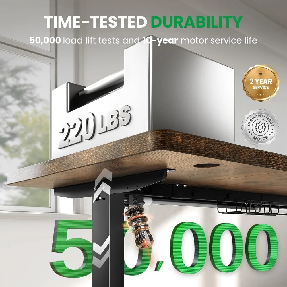 مكتب قائم كهربائي قابل للتعديل: مكتب 71 × 30 مع سطح طاولة سميك واحد، إطار شعاع مزدوج، 3 تعديلات لارتفاع الذاكرة #4