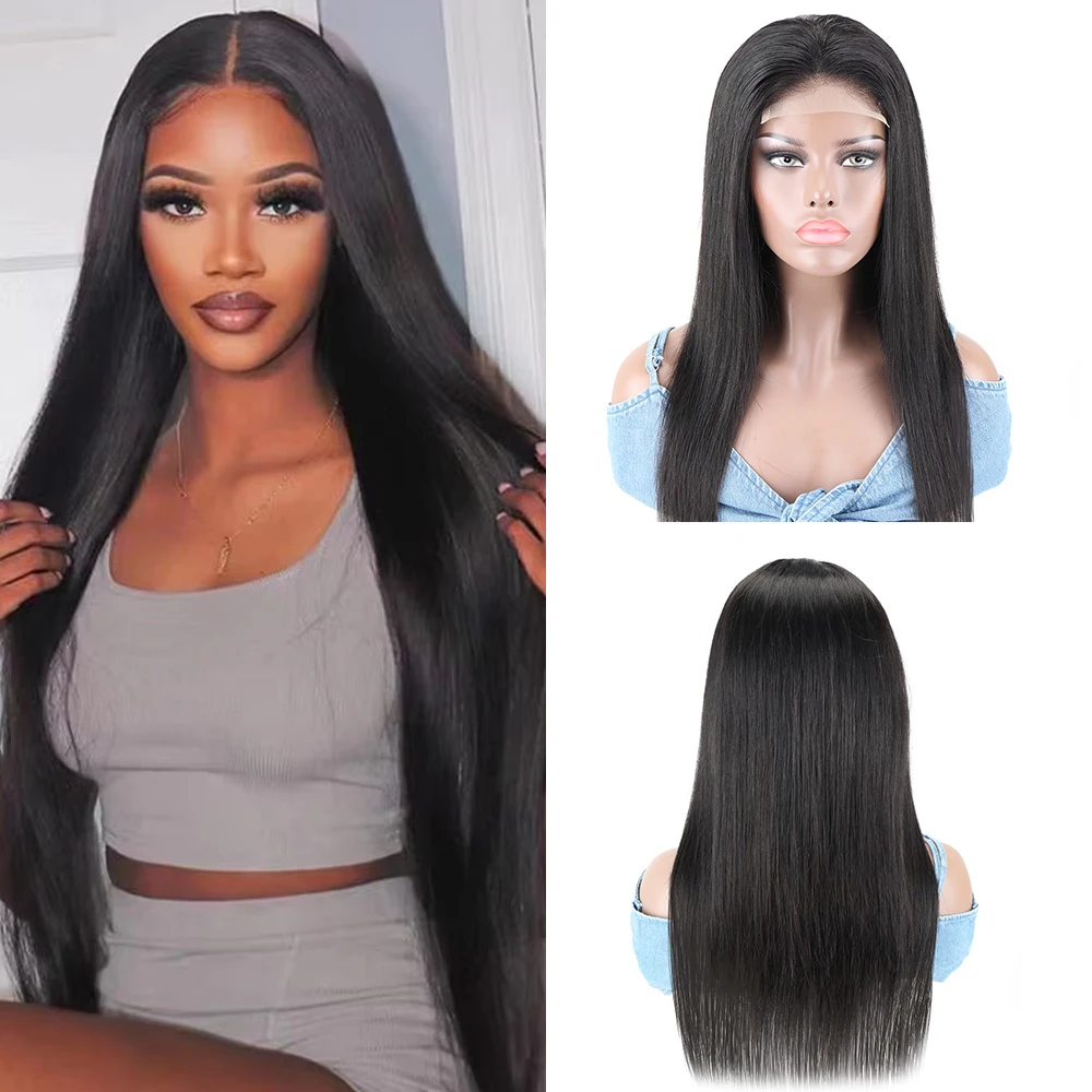 

Vietnam Raw Hair Straight Human Hair Wigs for Black Women 4x4 Lace Front Wig 20 22inch Natural Black Straight Human Hair Wigs